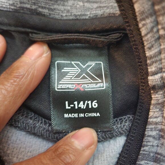 ZeroXposur Performance Polo Boys Large Heather Grey Dri-Tech Long Sleeve 1/4 Zip - Picture 4 of 11